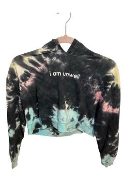 CALL HER DADDY: Tie-Dye Cropped Hoodie “I am Unwell”